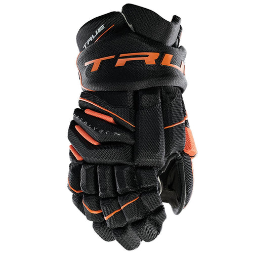 Black and cheap orange hockey gloves